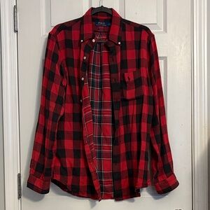 Polo by Ralph Lauren Men's Red and Black Checkered Shirt